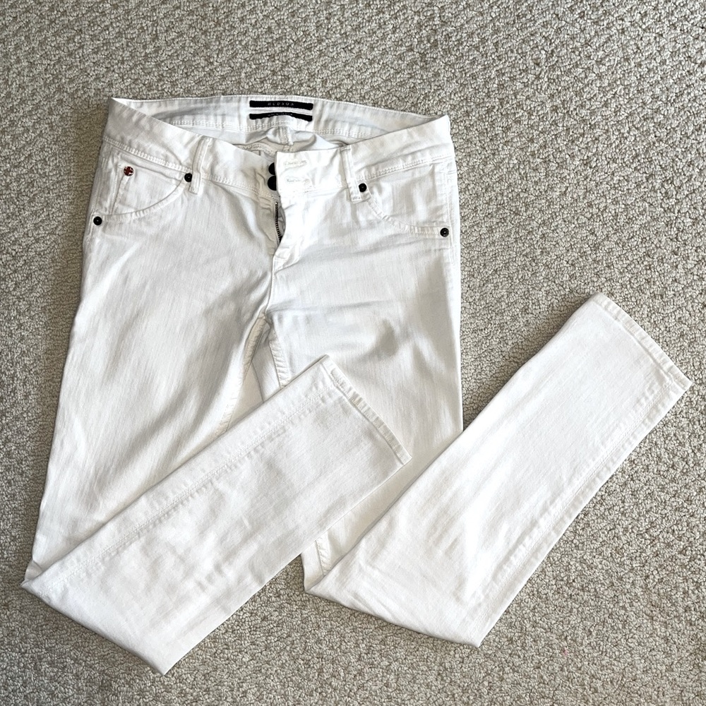 Hudson Jeans, mid rise white skinny jeans